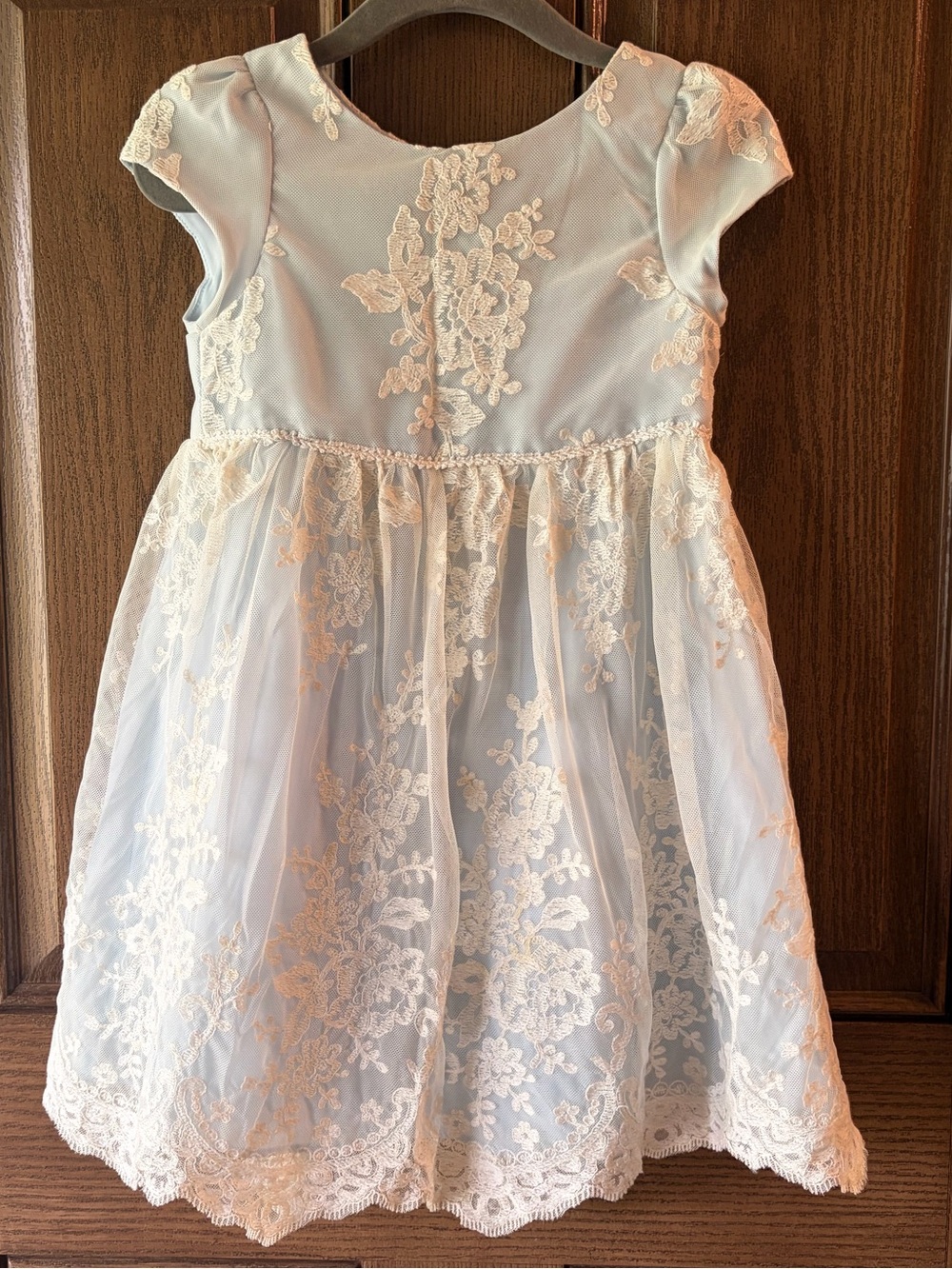 Pippa & Julie Gorgeous Blue Dress with Lace Overlay